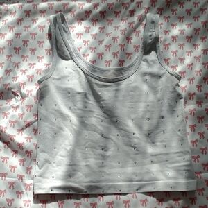 White Tank Top with Rhinestone Accents